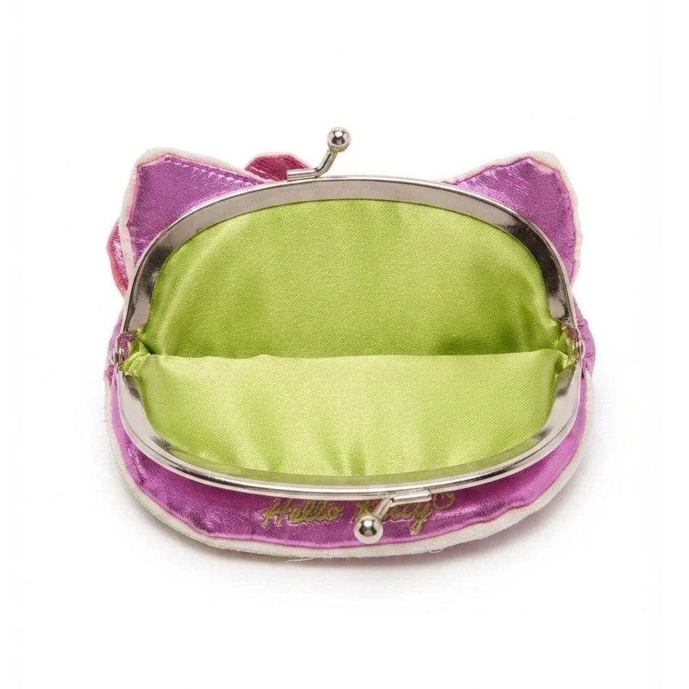 Sanrio Hello Kitty Kiss Lock Coin Purse Pebbled Faux Leather Mini Metallic Pouch
